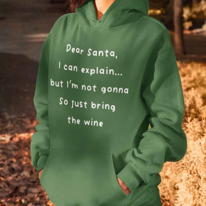 Foute Kerst Hoodie Groen Dear Santa, I Can Explain, But I’m Not Gonna. So Just Bring the Wine