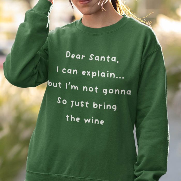 Foute Kerst Sweater Groen Dear Santa, I Can Explain, But I’m Not Gonna. So Just Bring the Wine
