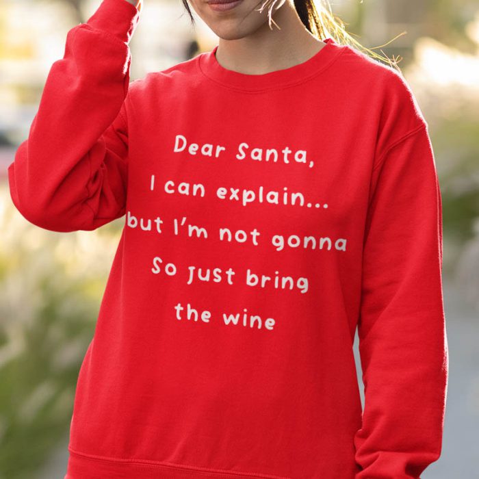 Foute Kerst Sweater Rood Dear Santa, I Can Explain, But I’m Not Gonna. So Just Bring the Wine