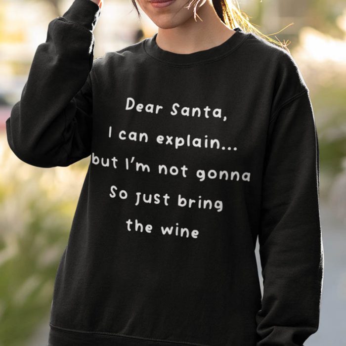 Foute Kerst Sweater Zwart Dear Santa, I Can Explain, But I’m Not Gonna. So Just Bring the Wine