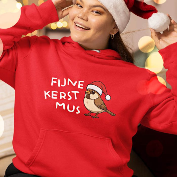 Foute Kerst Hoodie Fijne Kerstmus Rood