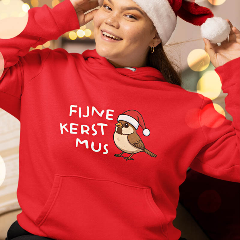 Foute Kerst Hoodie Fijne Kerstmus Rood