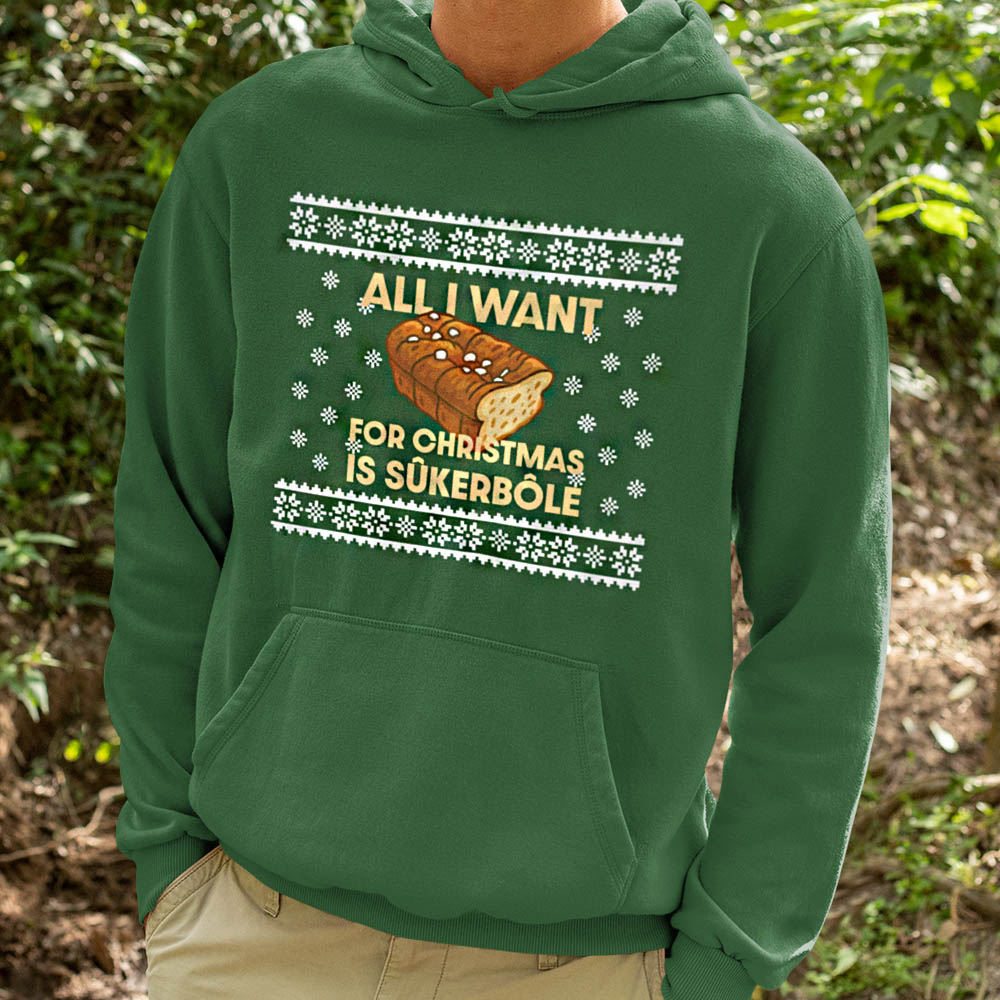 Foute Kerst Hoodie Groen All i Want For Christmas Is Sukerbole