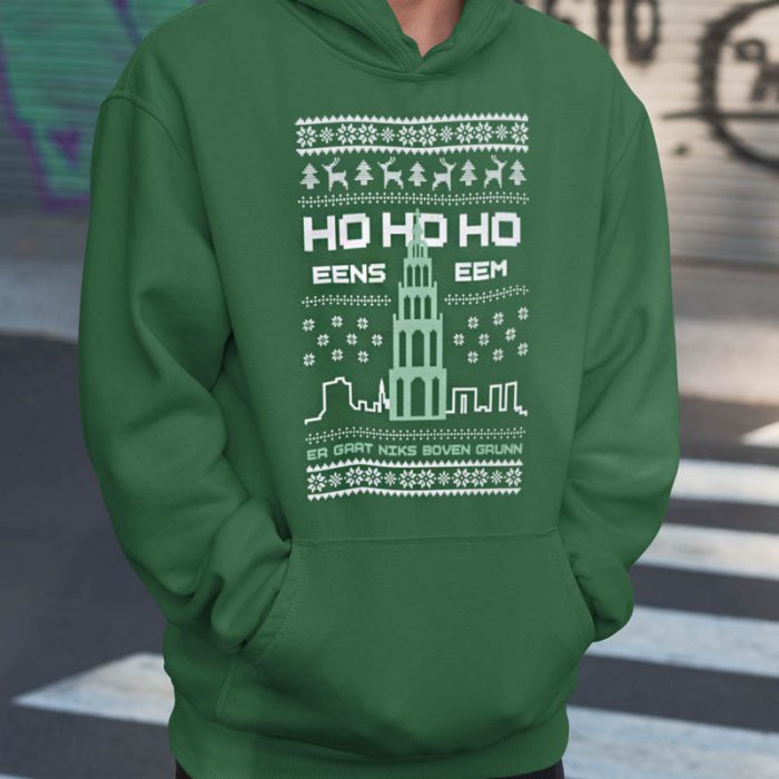 Foute Kerst Hoodie Man Groen Ho Ho Ho Eens Eem
