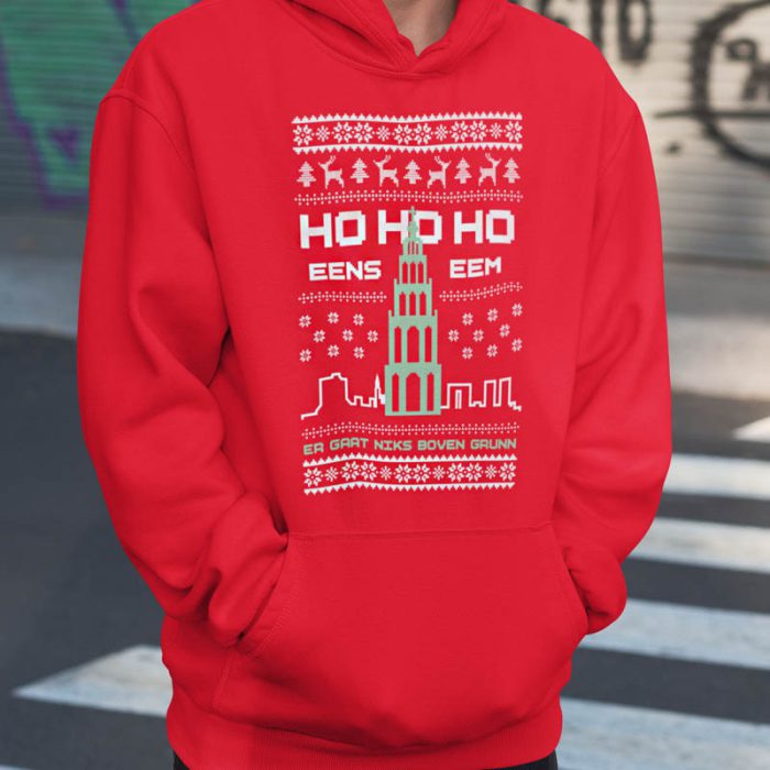 Foute Kerst Hoodie Man Rood Ho Ho Ho Eens Eem