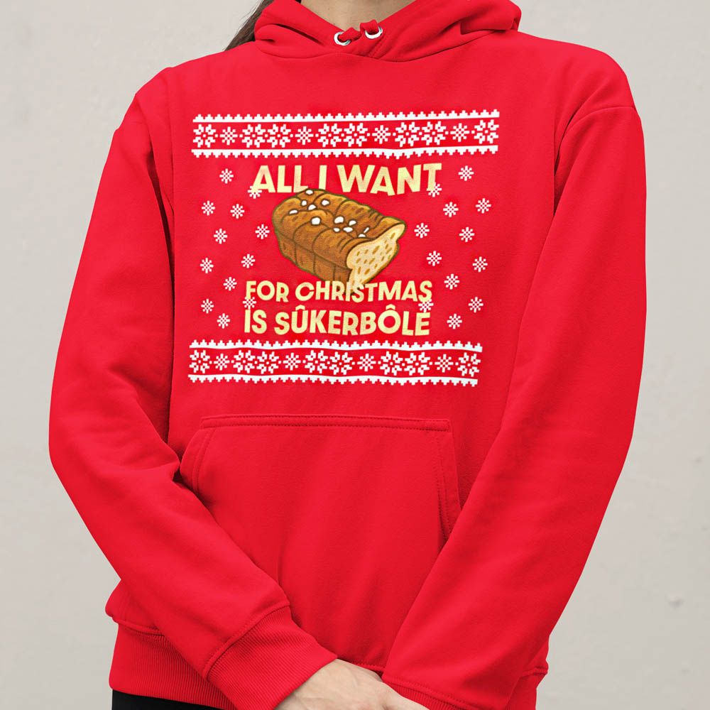 Foute Kerst Hoodie Vrouw Rood All i Want For Christmas Is Sukerbole