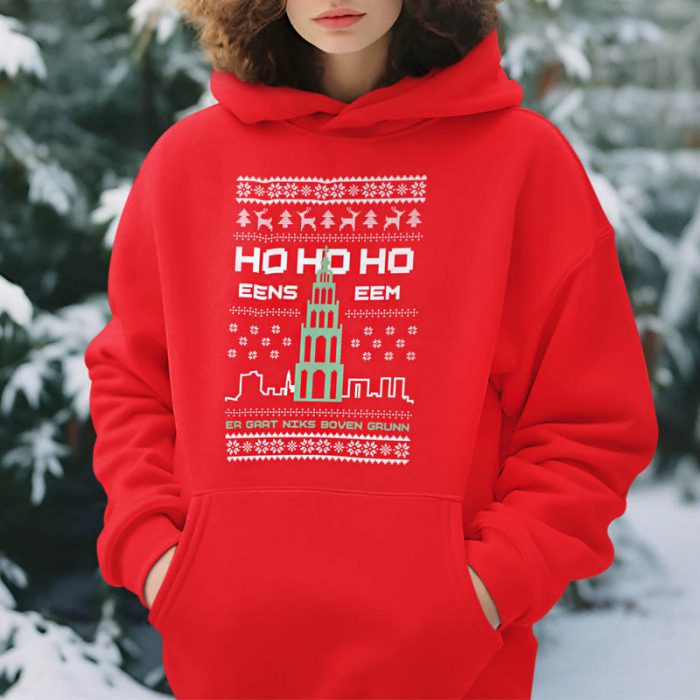 Foute Kerst Hoodie Vrouw Rood Ho Ho Ho Eens Eem