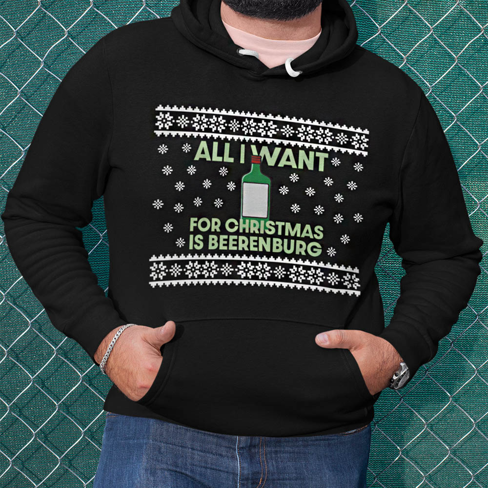 Foute Kerst Hoodie Zwart All I Want For Christmas Is Beerenburg