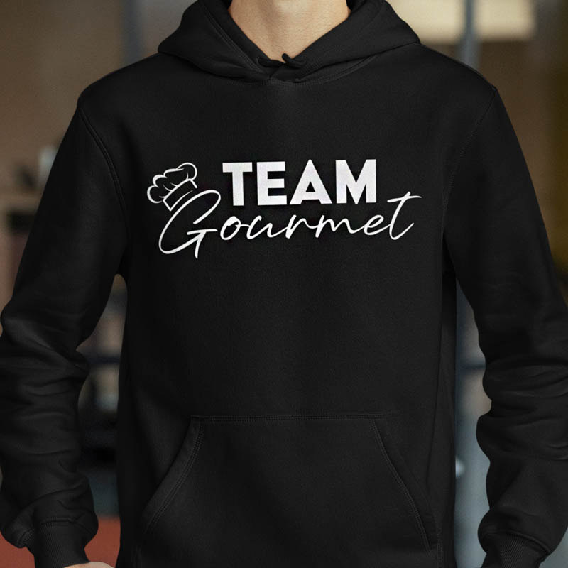 Foute Kerst Hoodie Zwart Man Team Gourmet