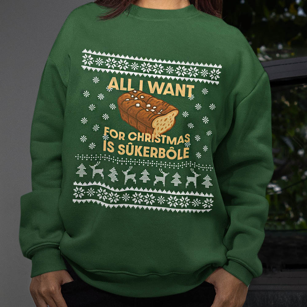 Foute Kerst Sweater Vrouw Groen All i Want For Christmas Is Sukerbole