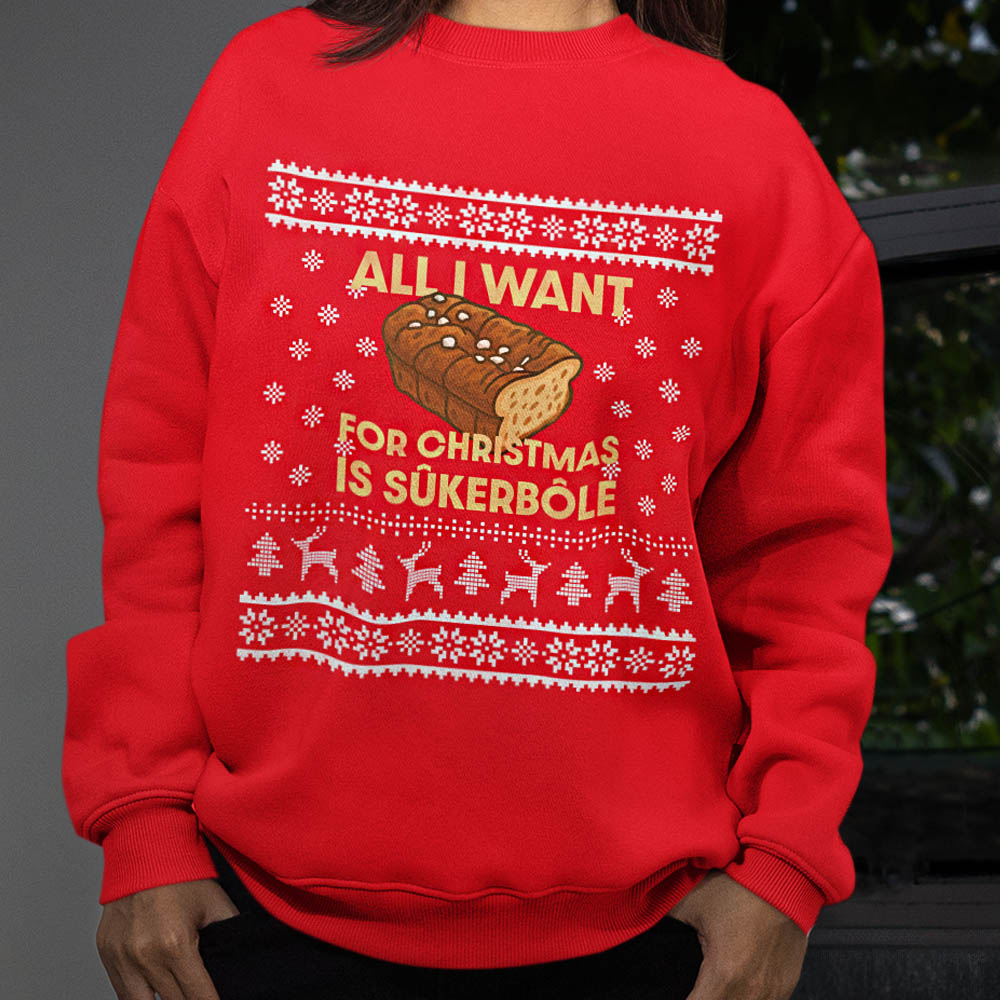 Foute Kerst Sweater Vrouw Rood All i Want For Christmas Is Sukerbole