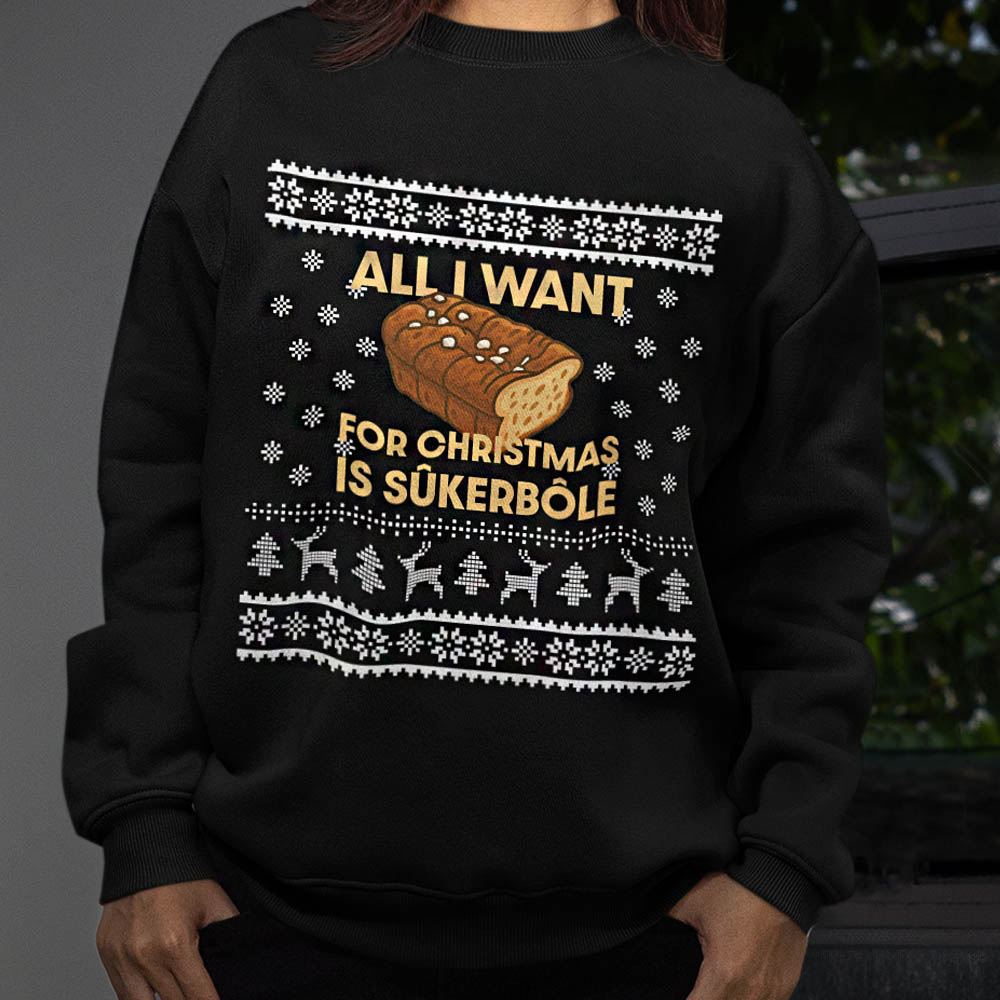 Foute Kerst Sweater Vrouw Zwart All i Want For Christmas Is Sukerbole