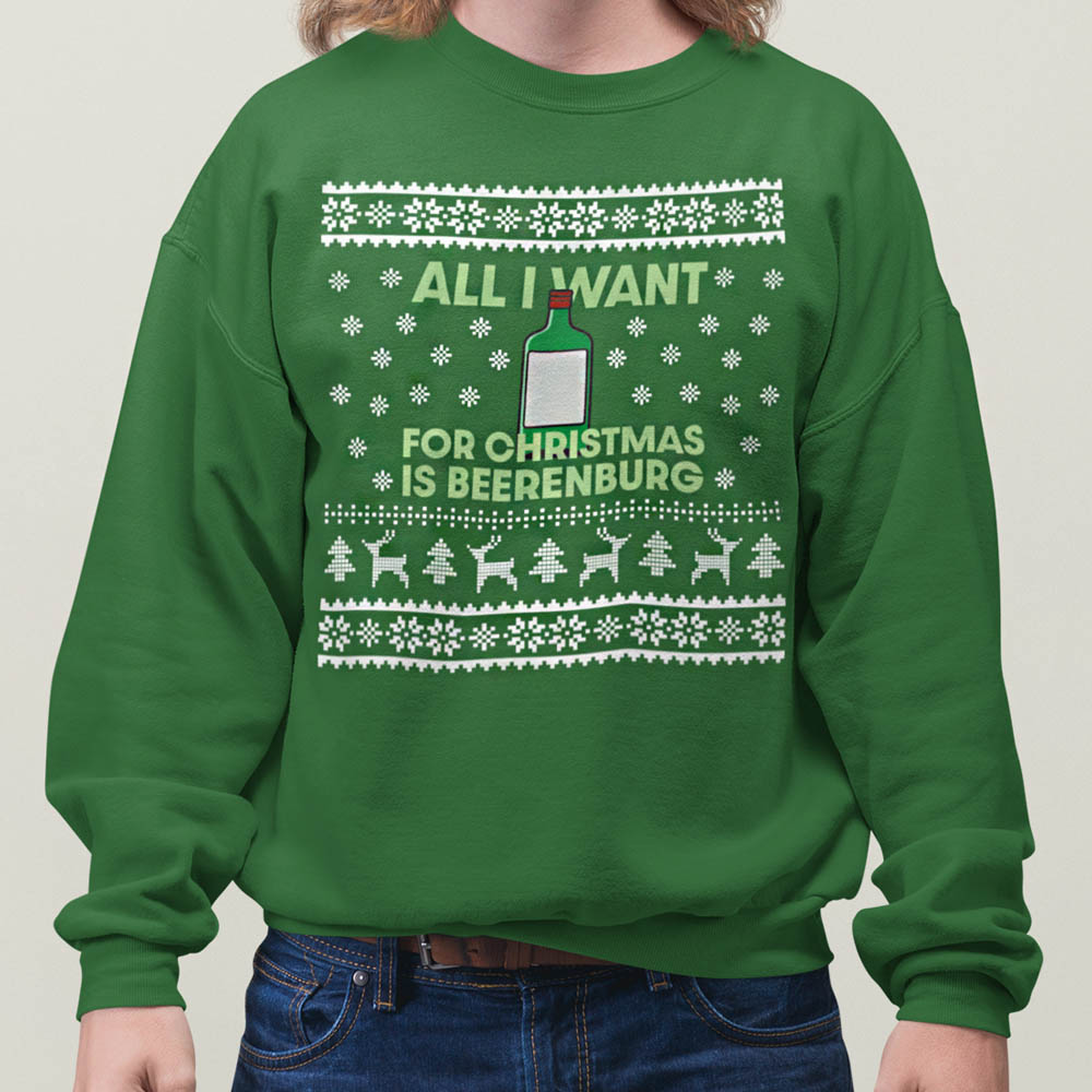 Foute Kerst Trui Groen All I Want For Christmas Is Beerenburg