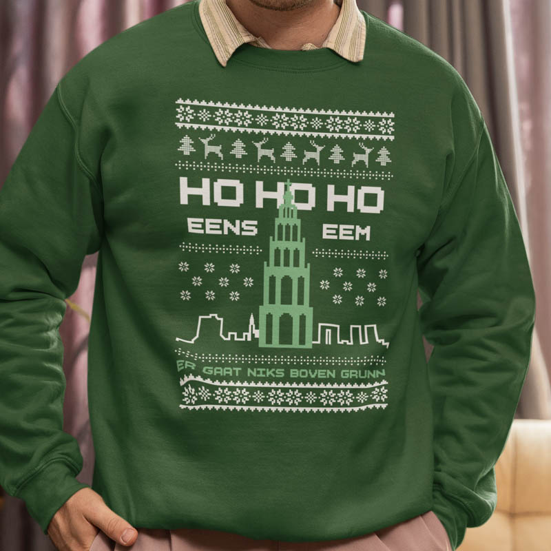 Foute Kerst Trui Groen Man Ho Ho Ho Eens Eem