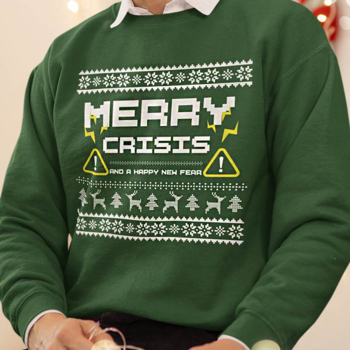 Foute Kerst Trui Groen Merry Crisis And A Happy New Fear