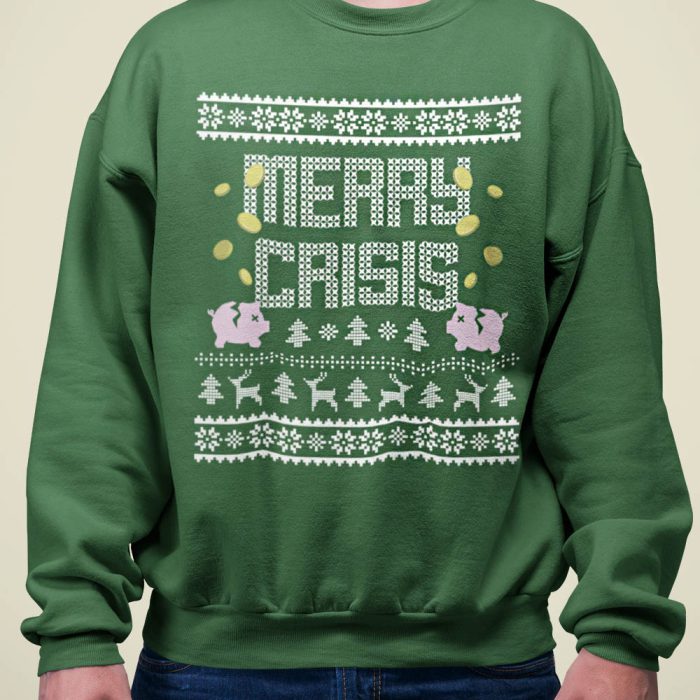 Foute Kerst Trui Groen Merry Crisis Piggybank