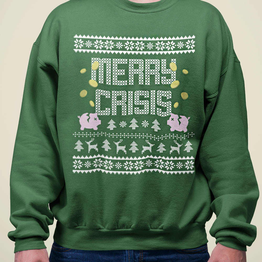 Foute Kerst Trui Groen Merry Crisis Piggybank