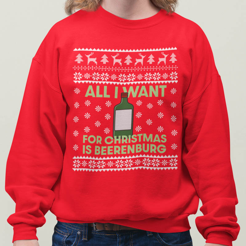 Foute Kerst Trui Rood All I Want For Christmas Is Beerenburg