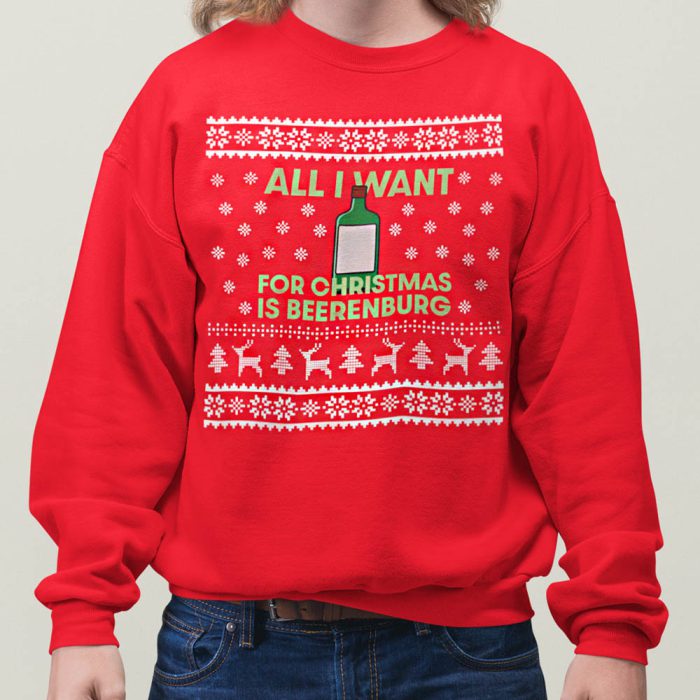 Foute Kerst Trui Rood All I Want For Christmas Is Beerenburg