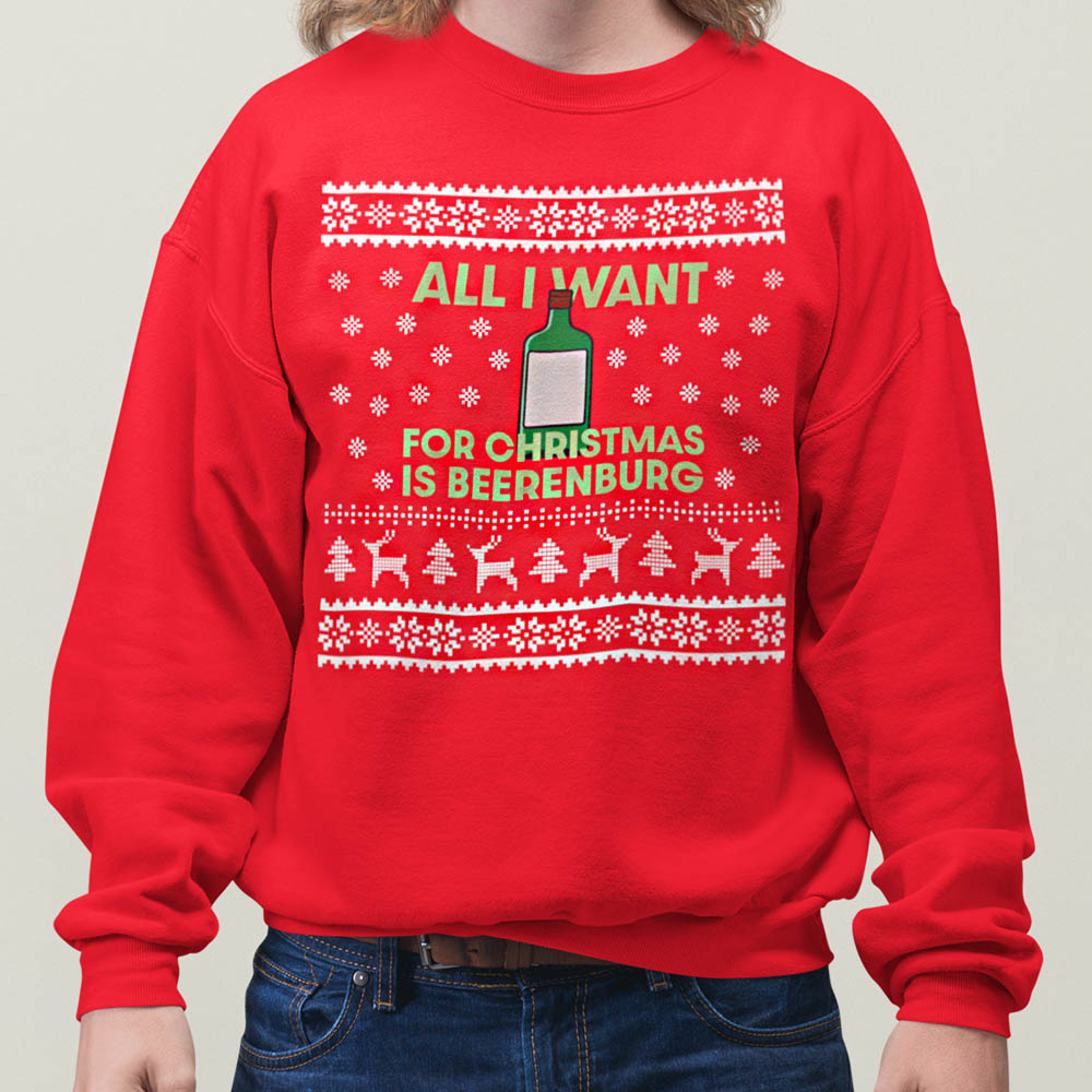 Foute Kerst Trui Rood All I Want For Christmas Is Beerenburg