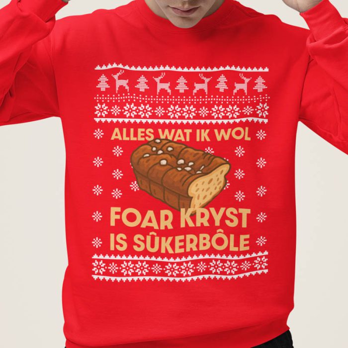 Foute Kerst Trui Rood Alles Wat Ik Wol Foar Kryst Is Sukerbole