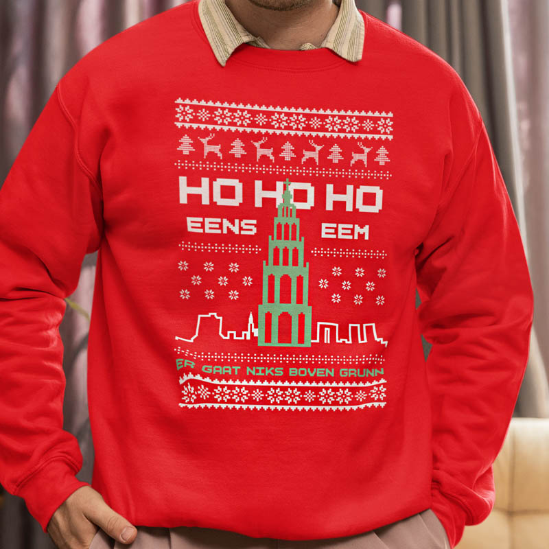 Foute Kerst Trui Rood Man Ho Ho Ho Eens Eem