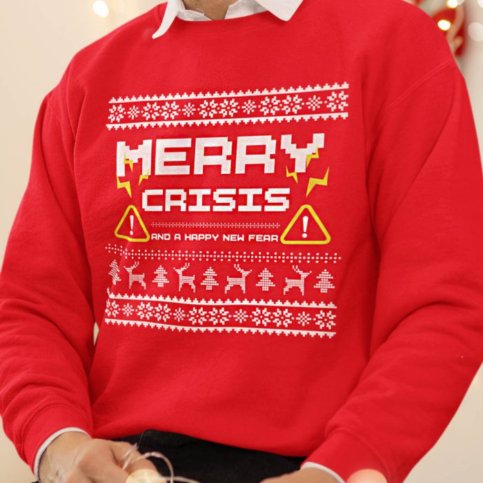 Foute Kerst Trui Rood Merry Crisis And A Happy New Fear