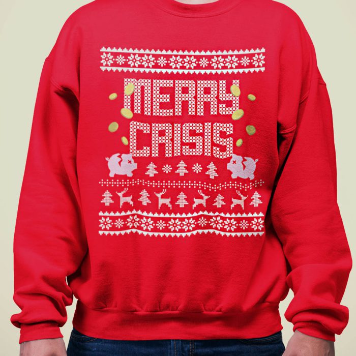 Foute Kerst Trui Rood Merry Crisis Piggybank