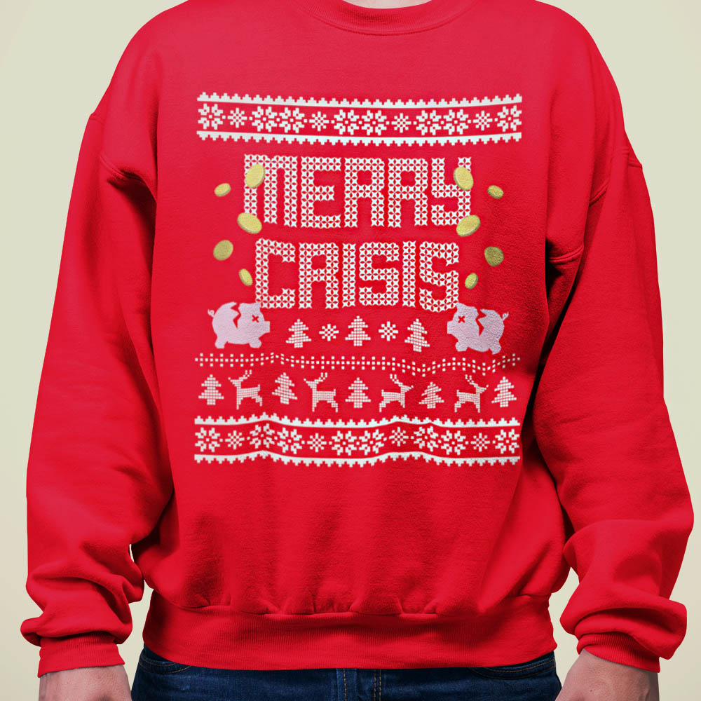 Foute Kerst Trui Rood Merry Crisis Piggybank