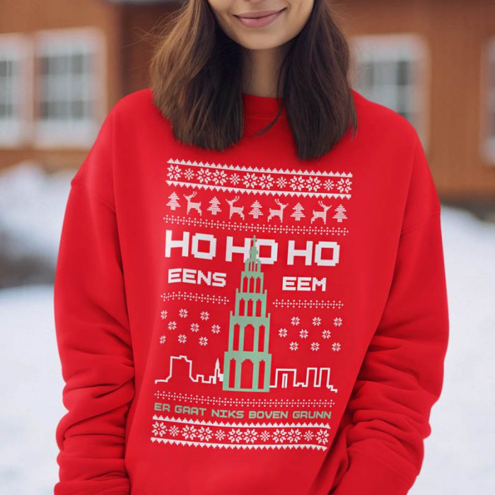 Foute Kerst Trui Rood Vrouw Ho Ho Ho Eens Eem
