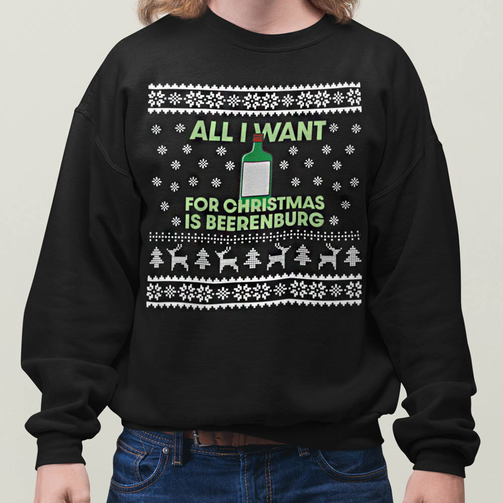 Foute Kerst Trui Zwart All I Want For Christmas Is Beerenburg