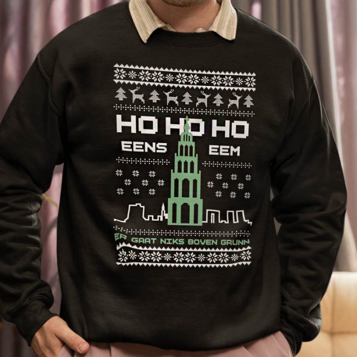 Foute Kerst Trui Zwart Man Ho Ho Ho Eens Eem