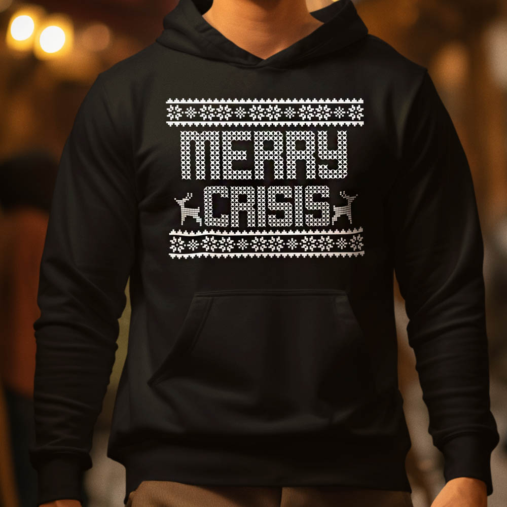 Foute Kerst Hoodie Zwart Merry Crisis