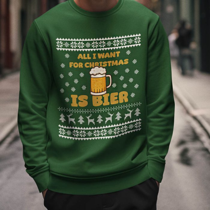 Foute Kerst Trui Groen All I Want For Christmas Is Beer