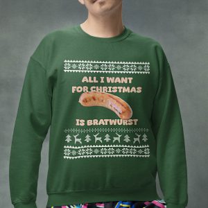 Foute Kerst Trui Groen All I Want For Christmas Is Bratwurst