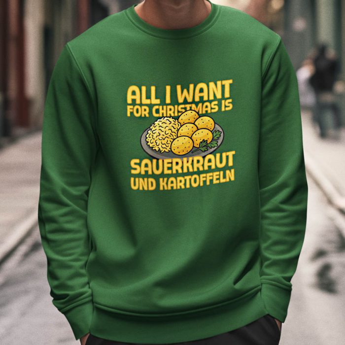 Foute Kerst Trui Groen All I Want For Christmas Is Sauerkraut Und Kartoffeln