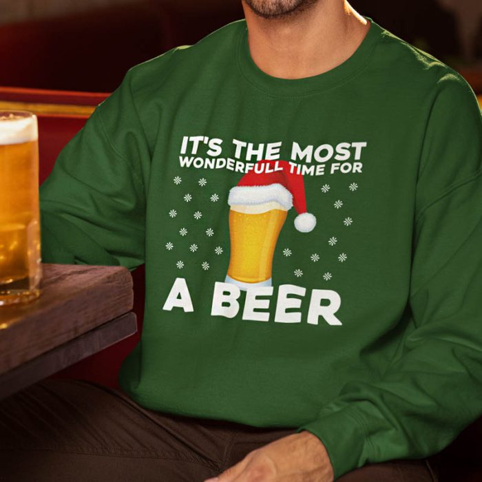 Foute Kerst Trui Groen It's The Most Wonderfull Time For A Beer