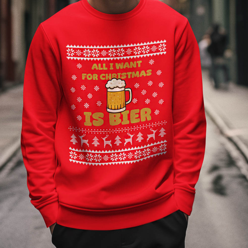 Foute Kerst Trui Rood All I Want For Christmas Is Beer