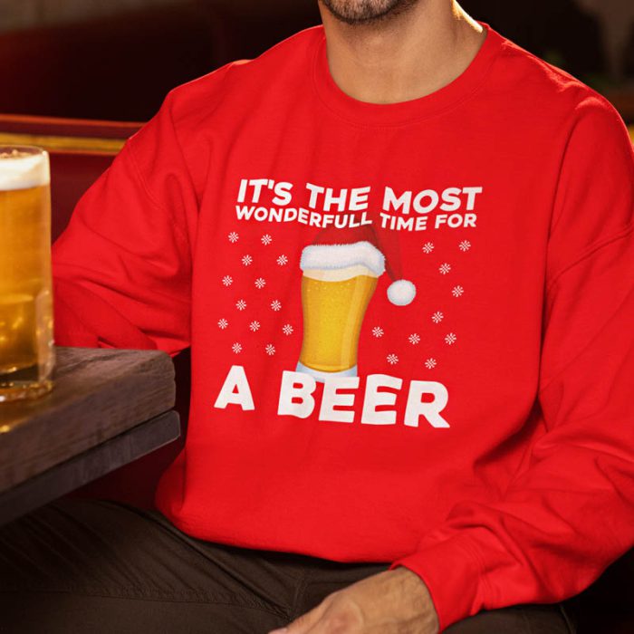 Foute Kerst Trui Rood It's The Most Wonderfull Time For A Beer