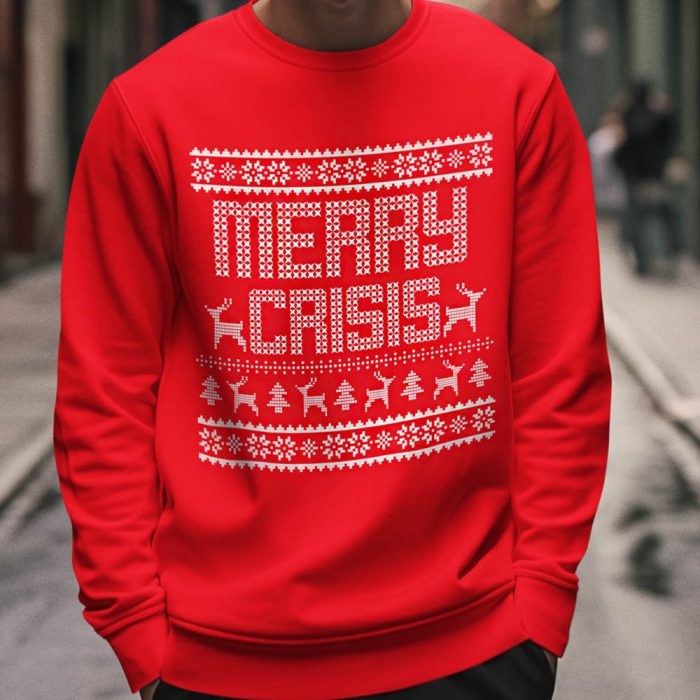 Foute Kerst Trui Rood Merry Crisis