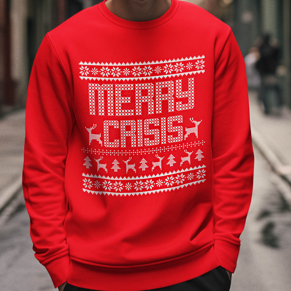 Foute Kerst Trui Rood Merry Crisis