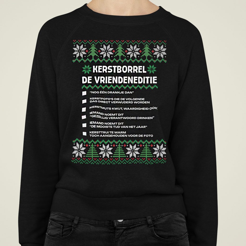 Foute Kerst Trui Zwart Checklist De Vrienden Editie