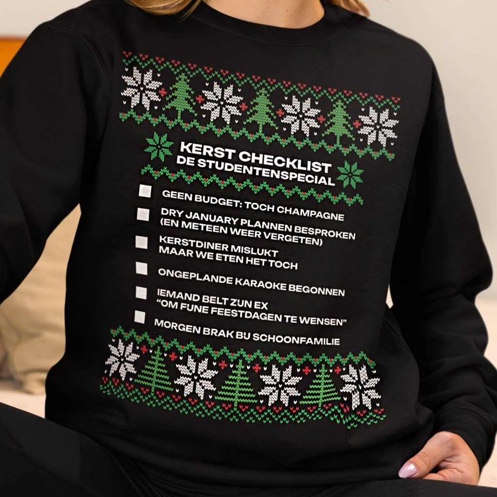 Foute Kerst Trui Zwart De Studentenspecial checklist