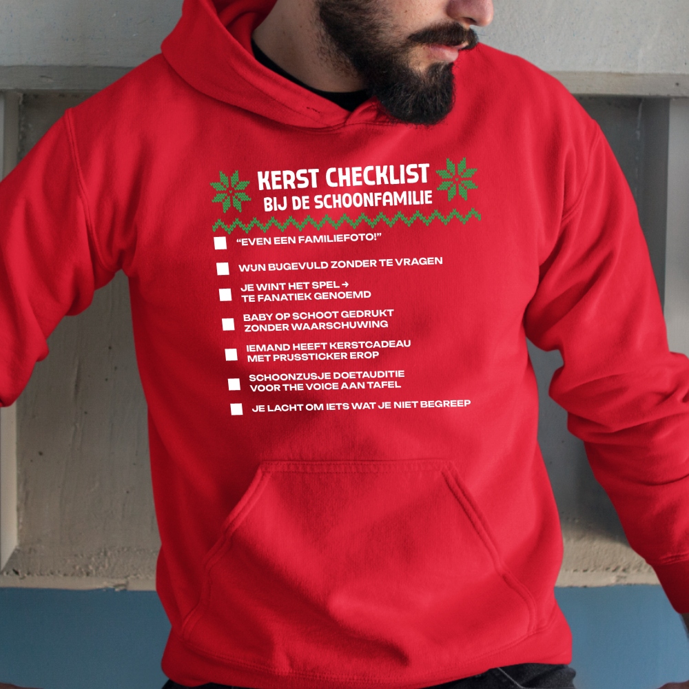Hoodie Rood Schoonfamilie Checklist V2