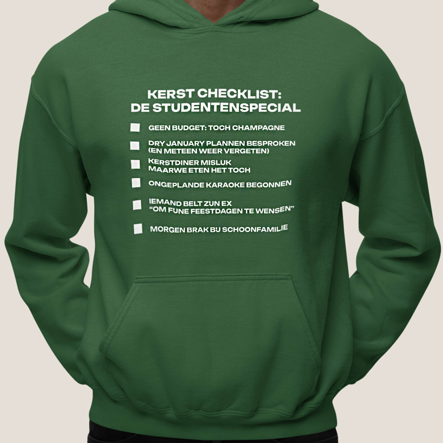Kerst Hoodie Groen Kerst checklist Student_1