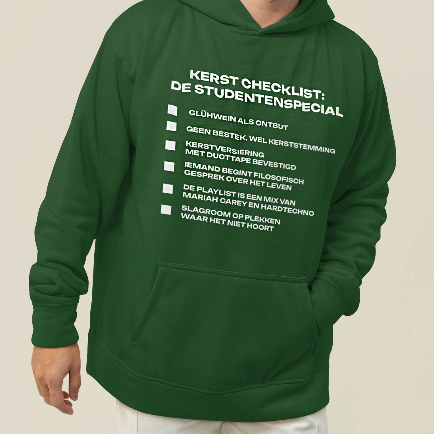 Kerst Hoodie Groen Kerst checklist studentenspecial v2