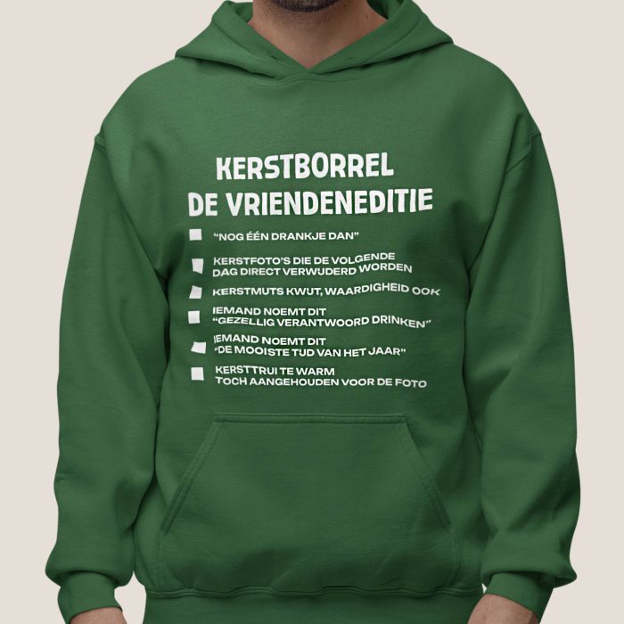 Kerst Hoodie Groen Kerstborrel - vriendeneditie