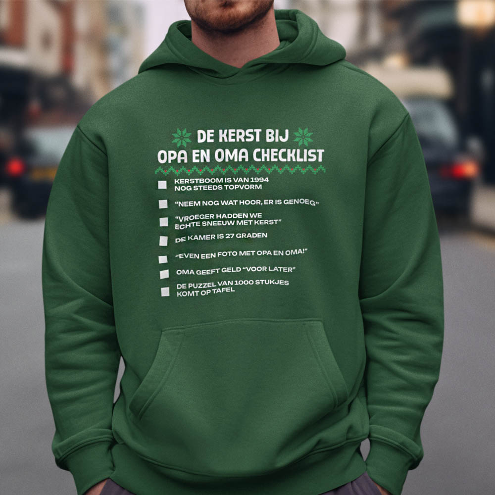 Kerst Hoodie Groen Kerstchecklist Opa en Oma