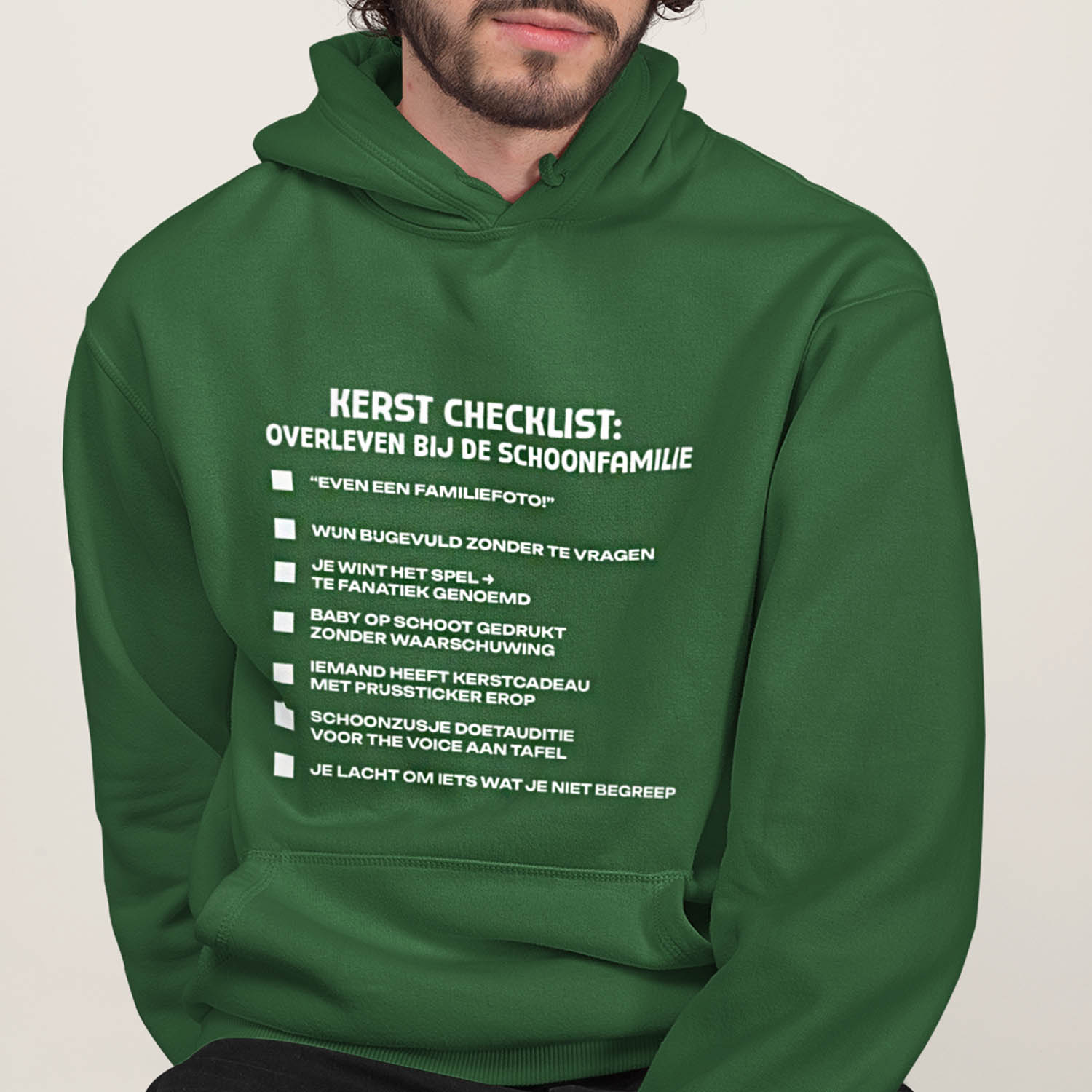 Kerst Hoodie Groen Kerstchecklist Schoonouders V1