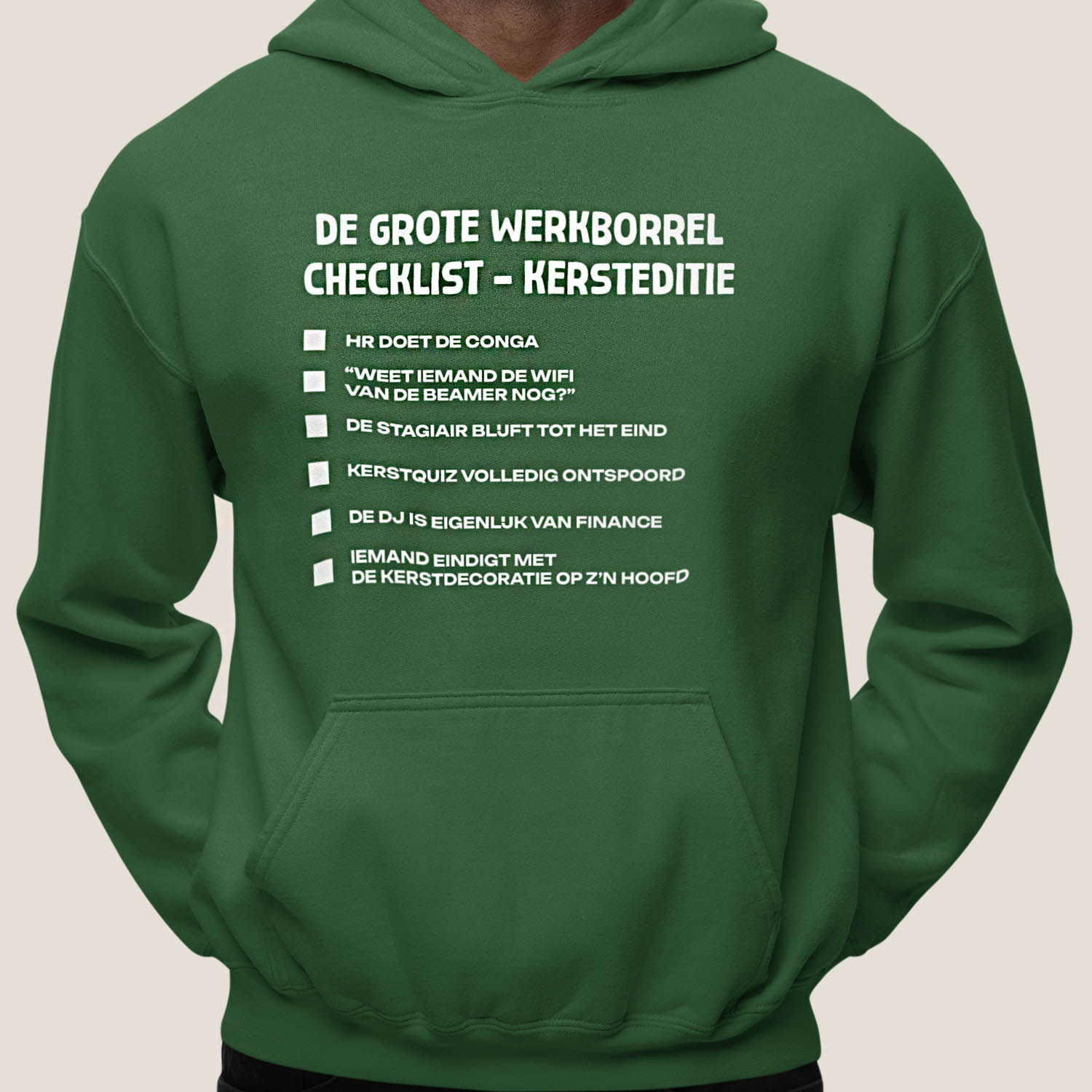 Kerst Hoodie Groen Werkborrel checklist 1